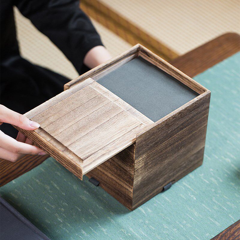 复古风木质礼品盒瓶茶杯茶壶礼品盒方形木盒