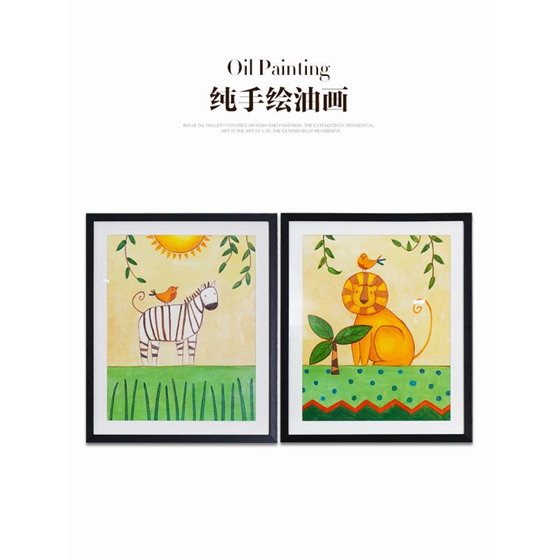 瑞杰 手绘油画 《童真》 儿童房装饰画 卡通人物画 卧室床头挂画