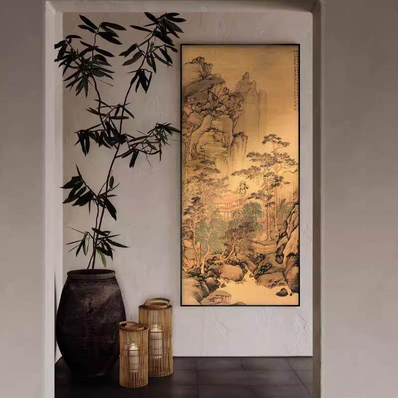 宋氏美学中式挂画中古风客厅玄关装饰画走廊过道背景古画山水壁画