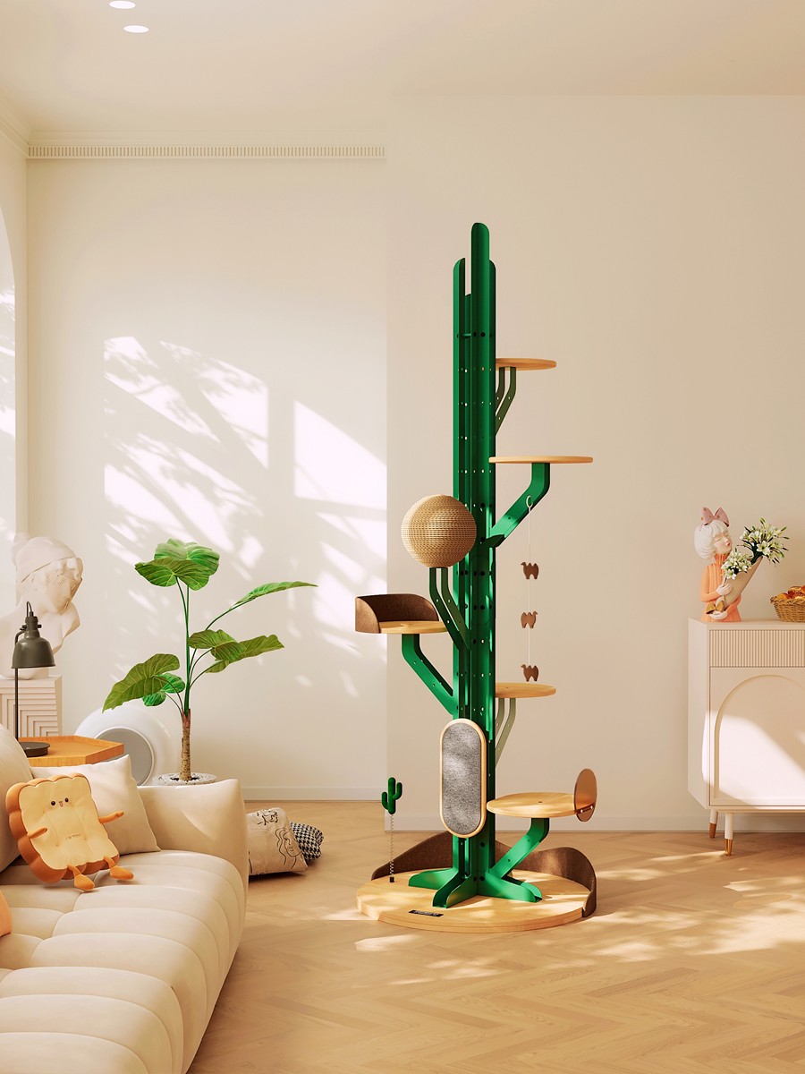 喵赞实木仙人掌猫爬架超豪华DIY大型藤编不占地圣诞猫窝猫树一体