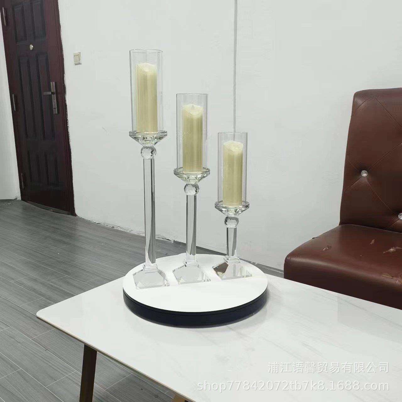 欧式单头高档水晶蜡烛台样板房KTV礼堂教堂婚庆摆饰摆件水晶玻璃