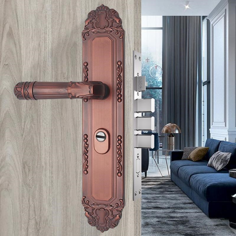 品发锁厂红古铜5099款防盗门拉手铝H合金材质防盗门锁具锁芯把手