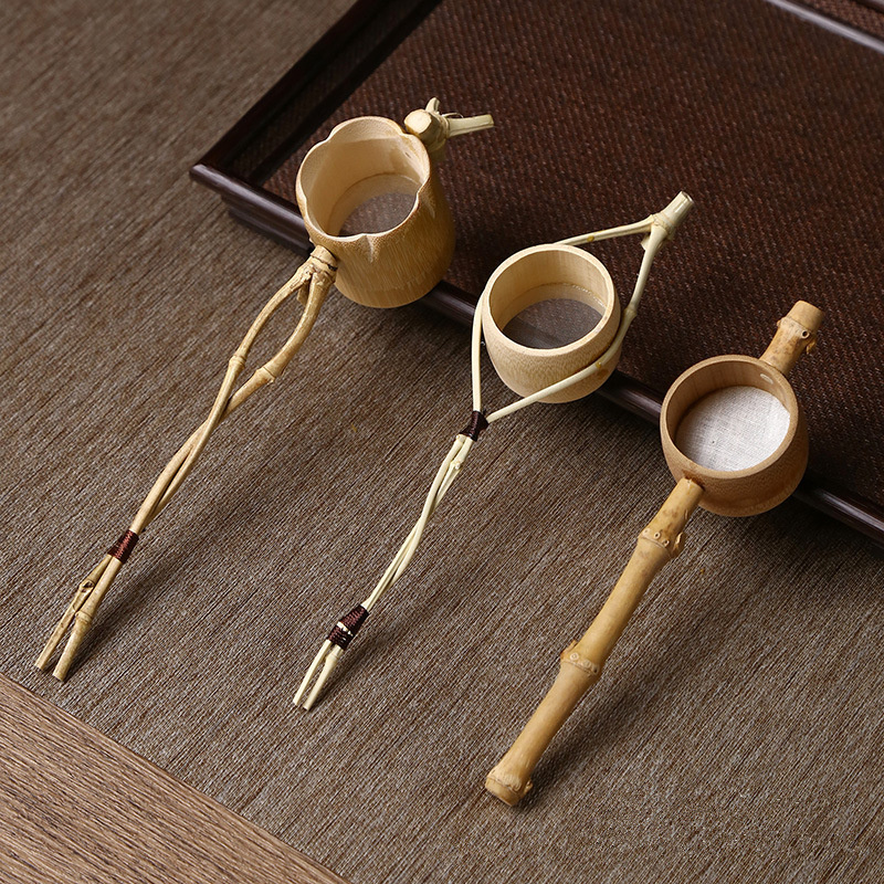 竹纸茶漏竹制品竹编过滤网茶L滤查到六君子复古风