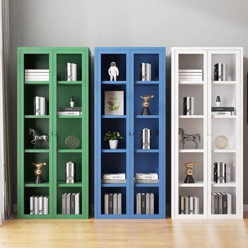 北欧铁艺书柜玻璃门置物架收纳柜学生落地书橱客厅储物环保小柜子