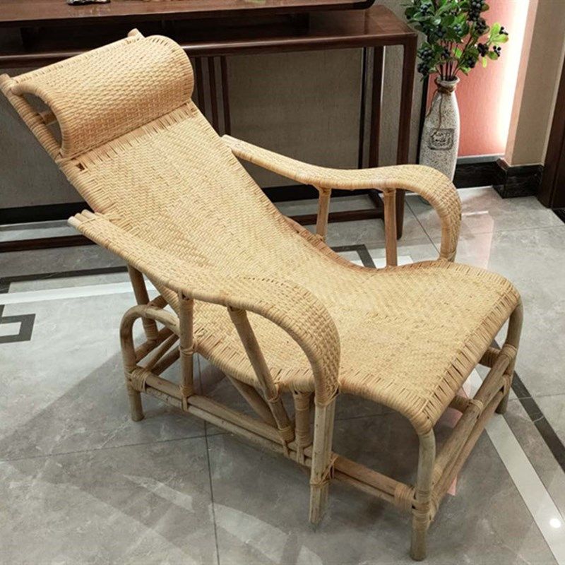 天然藤老午休葛优躺老式躺椅纯手工编织全藤真藤印尼竹藤椅