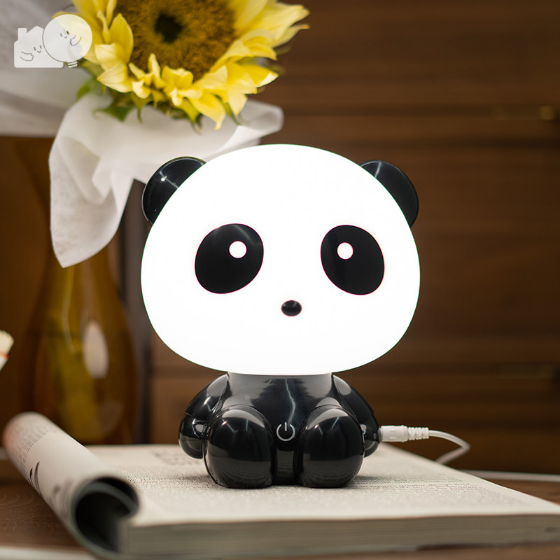 创意儿童房氛围灯卡通熊猫男生卧室床头插电柔光护眼台灯