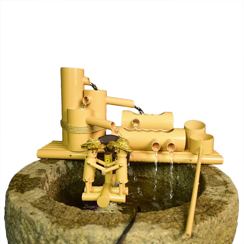 小人推拉 PVC流水摆件养鱼缸水循环水缸圆缸装饰造景流水器