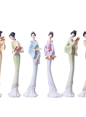 新古典中式仕女人物树脂创意摆件卧室书房客厅家居工艺品家装摆设
