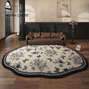 UFN 客厅地毯复古卧室床边毯规则异形沙发茶几加厚仿羊绒地垫