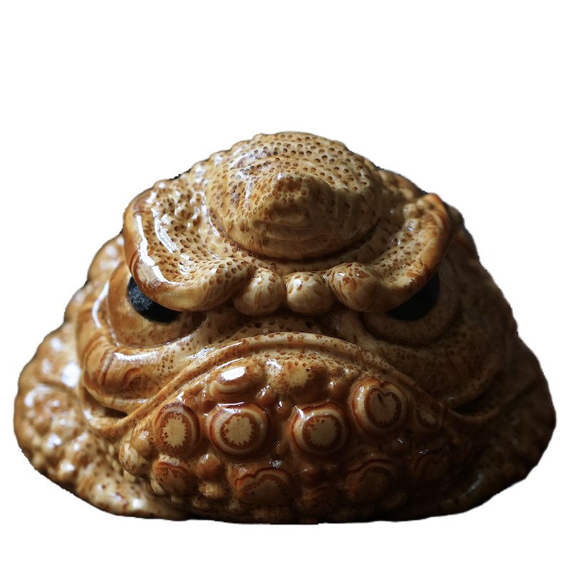 李全老师作品恶霸金蟾竹根雕手把件招财文玩茶宠天然老料手工