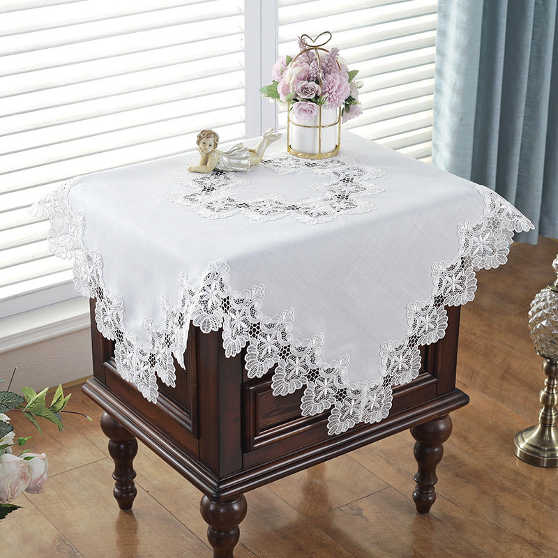现代白色餐桌布客厅长方形茶几布床头柜盖巾正方形电视柜桌旗