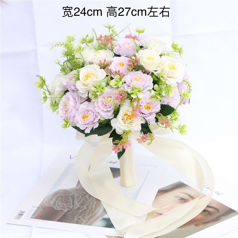 新娘仿真手捧婚礼红白玫瑰旅拍森系小新雏菊婚纱摄影拍摄道具