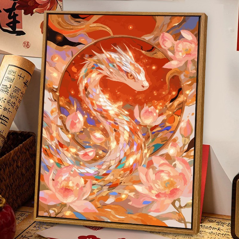 巳蛇数字油画新款手绘填色丙烯画填充涂鸦解闷手工画