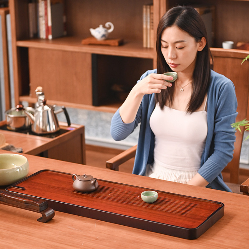 祥福抚琴现代长河端竹制茶台茶具盘茶茶几茶盘