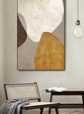 抽象艺术玄关装饰画极简客厅落地壁画现代间色块橙色挂画