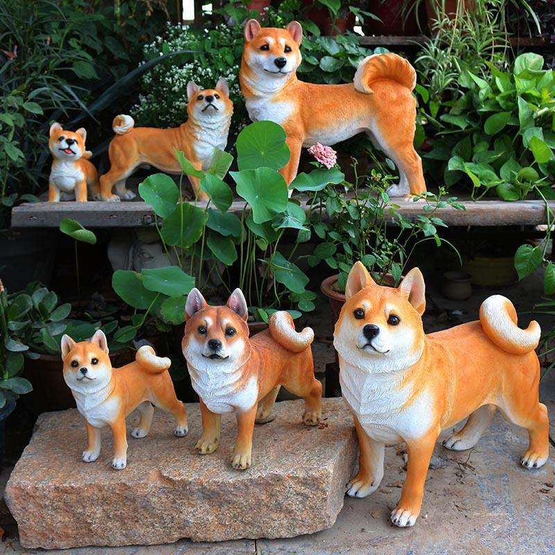 仿真狗摆件落地花园装饰柴犬雕塑模型庭院秋田犬看家入户树脂动物