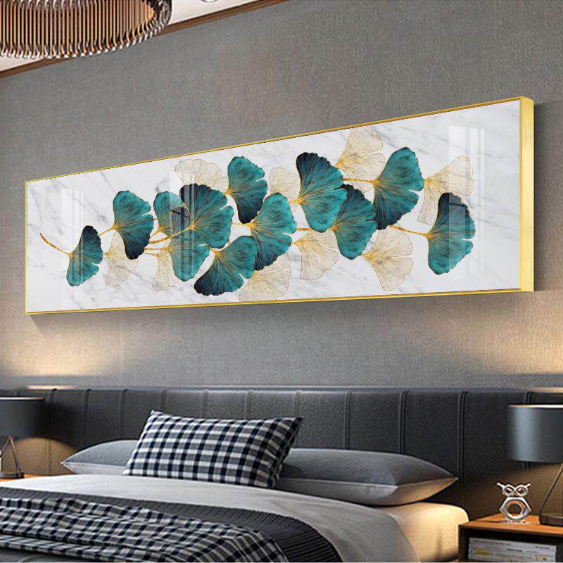 新中式床头画杏叶金箔名宿酒店室内装饰画卧室沙发墙挂画批量