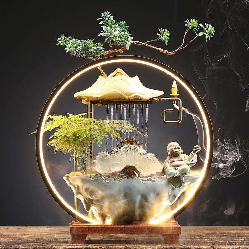 热销流水摆件茶几循环水客厅生财创意家居装饰办公室桌面开业礼ァ
