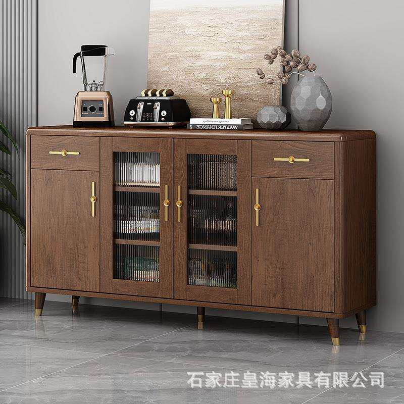新中式餐边柜全实木酒柜一体靠墙家用客厅储物茶水柜碗柜大容量