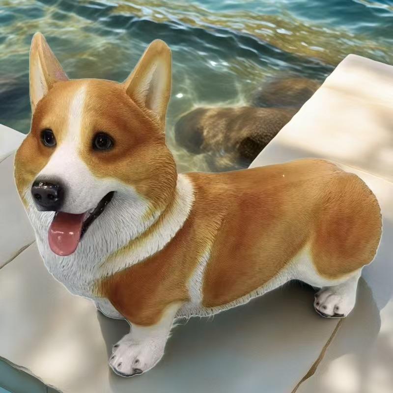 仿真大号柯基柴犬金毛狗狗动物阳台庭院花园落地摆件家居装饰品