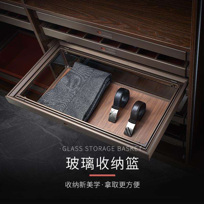 衣柜抽拉式拉篮抽屉式家用伸缩收纳盒成品衣帽间全套轻奢配件