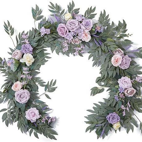 跨境热销仿真玫瑰花藤条花桌花酒店装饰宴会藤蔓花环装饰婚礼用品