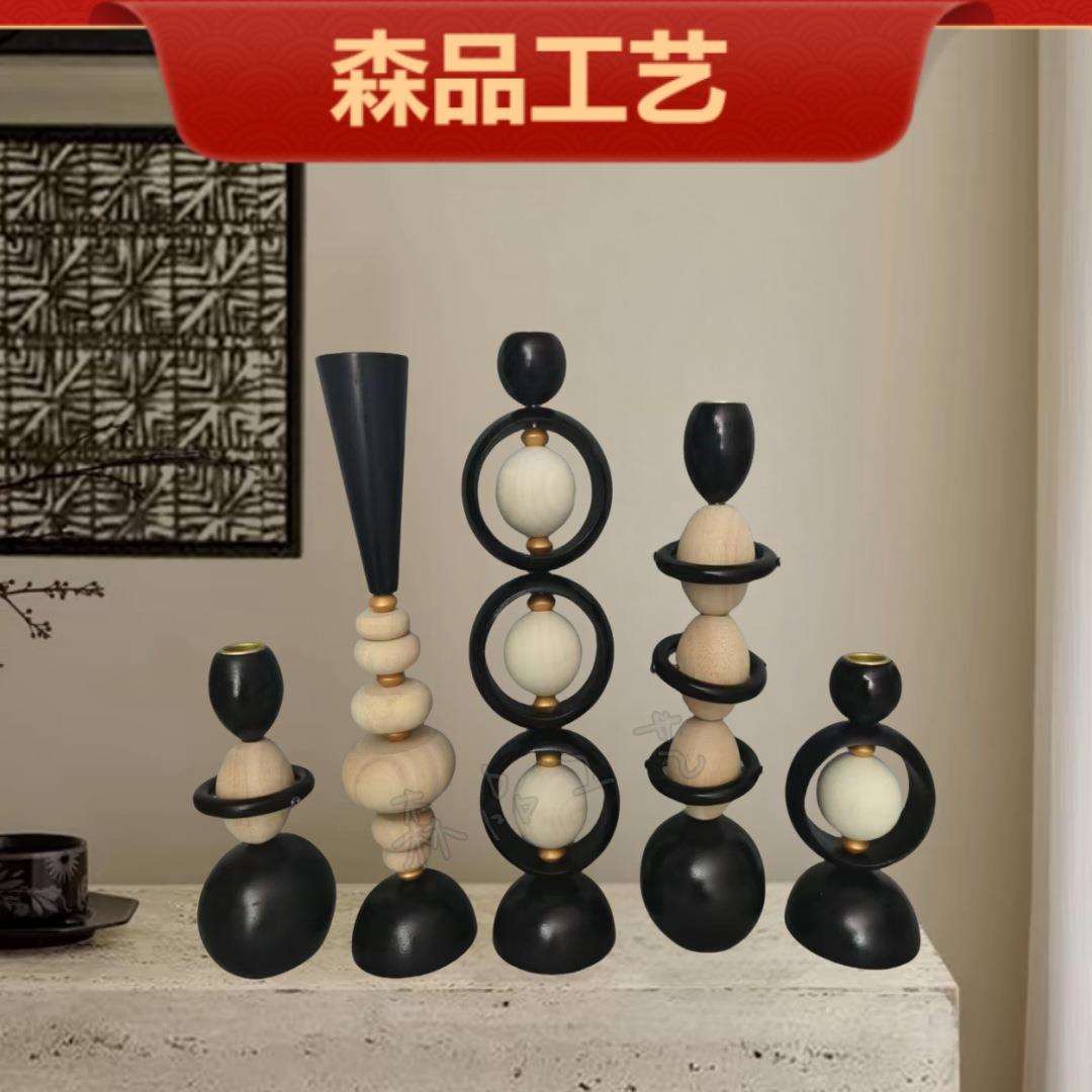 实木蜡烛台民宿艺术木质蜡烛台架家用浪漫气氛装饰品木质蜡烛台