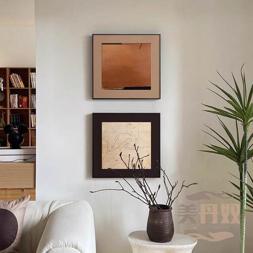 北欧装饰画现代简约客厅正方形挂画餐厅轻奢玄幻麋鹿招财玄关壁画