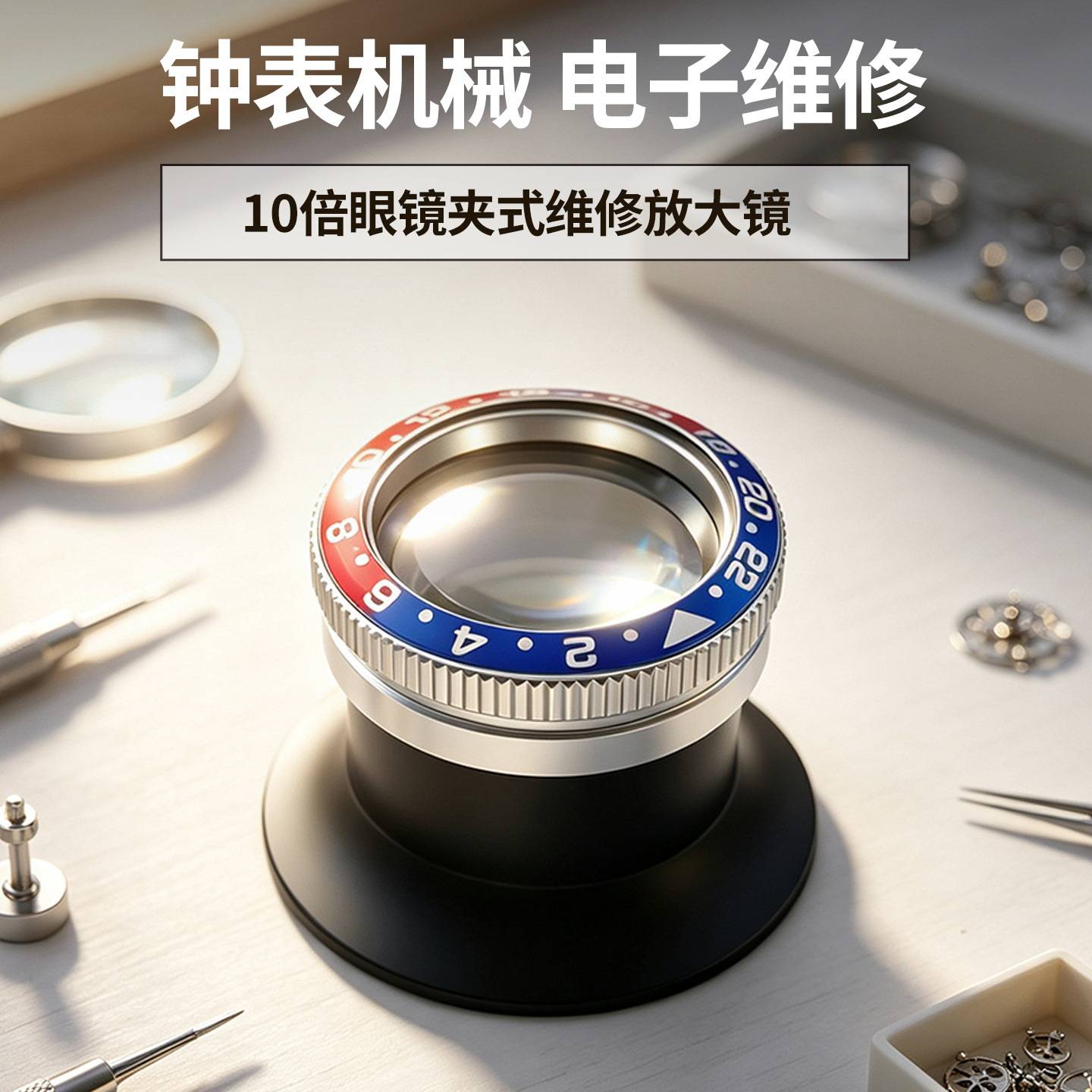 10倍金属带夹10倍边眼罩放大镜