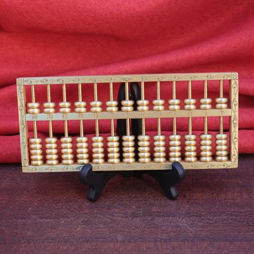 黄铜实心四方铜花纹算盘摆件家居玄关装饰品办公室个性工艺品礼品