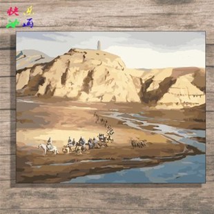 di数字油画红船征途 泸定桥山河长征祖国题手工填色丙烯装饰画
