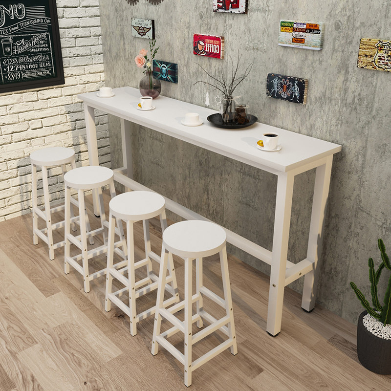 靠墙吧台桌商用奶茶店桌椅长条桌餐桌阳台高脚桌家用窄桌吧台