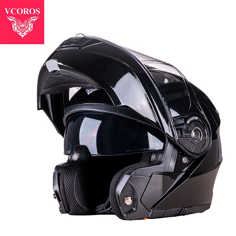 VCOROS大码4XL摩托车头盔双镜片揭面盔男女全盔四季安全帽冬防雾