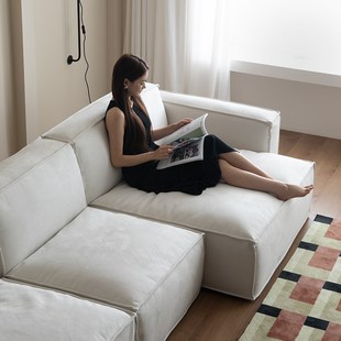 法兰丝温妮沙发布艺法式白色奶油风客厅异形转角豆腐块拆洗模块