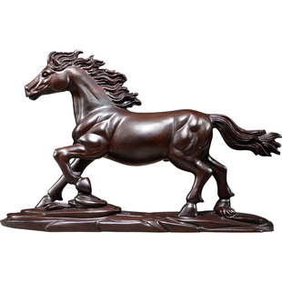 黑檀木雕一马当先木质马雕刻工艺品 饰 马到成功客厅家居装