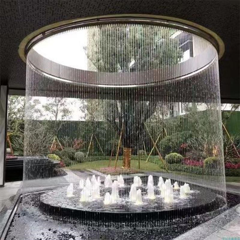 光纤拉线水幕流水屏风墙流水人造瀑布工程水观水景钢丝线数字工厂