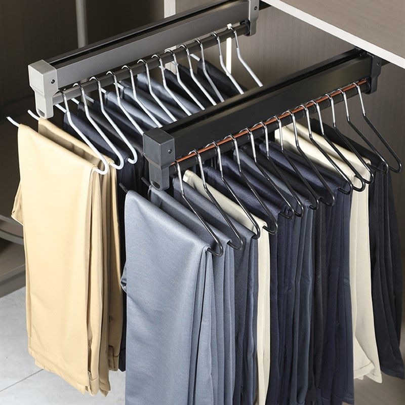 顶固挂衣杆顶装浅柜竖向纵向伸缩抽拉式衣橱高柜横拉挂衣器