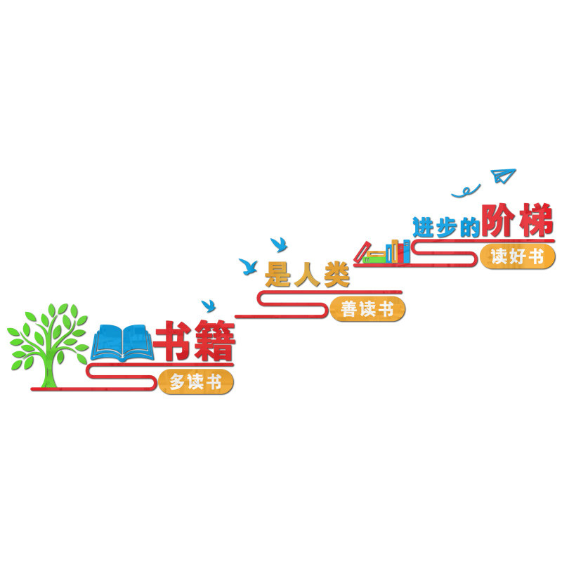 儿童图书馆墙面装饰楼梯d立体图书角班级阅读区画,家居饰品,软装墙贴,淘宝优惠券,粉丝福利购,淘宝优惠卷