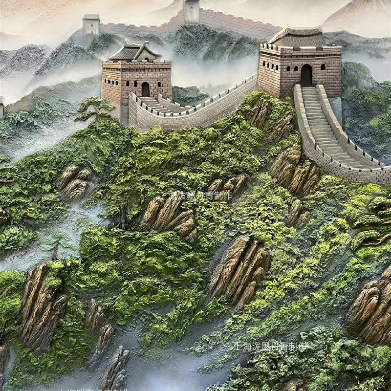 D立体浮雕肌理手绘画墙绘墙体彩绘人工涂鸦外墙别墅手绘壁画