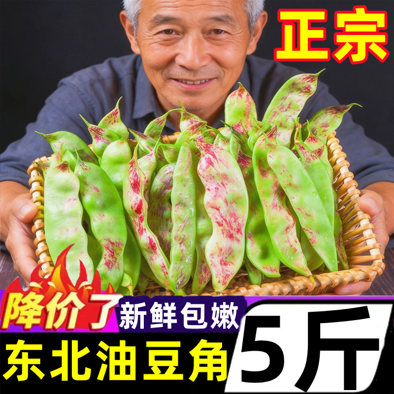 东北油豆角现摘新鲜蔬菜正宗一点红油豆角九月青黑龙江整箱包邮10
