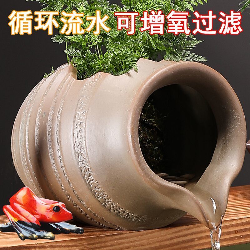 小孩童子撒尿招财流水器金鱼缸水循环悬茶壶喷泉客厅