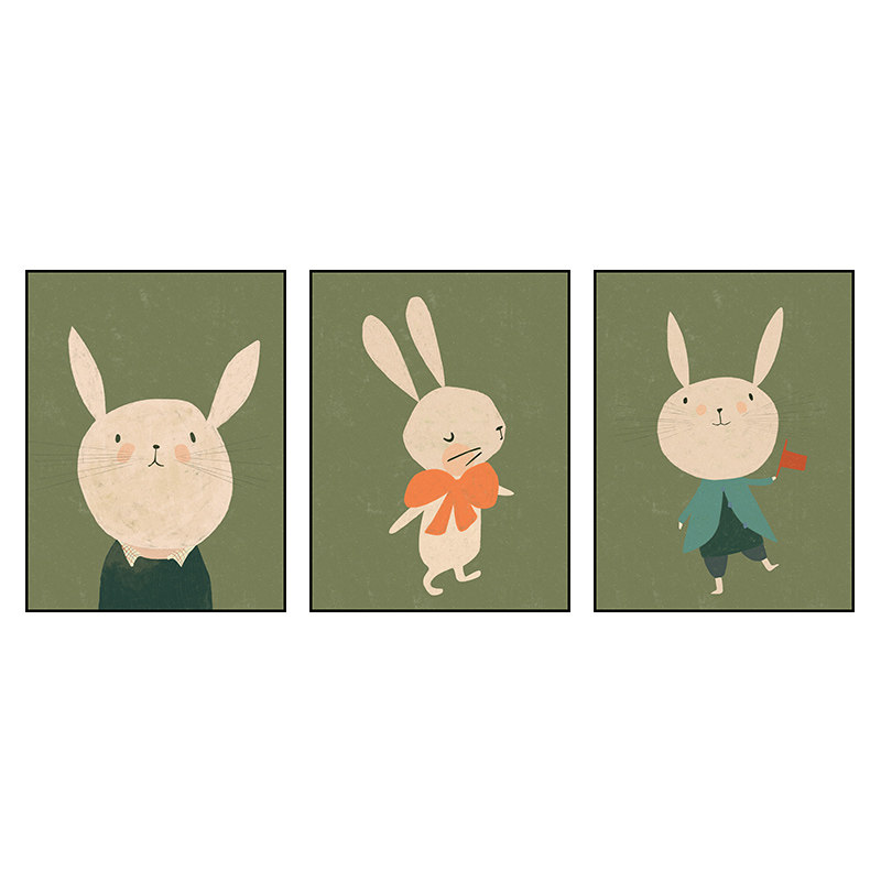 W 创意长耳兔儿童房装饰画女孩卧室床头玄关挂画客厅壁画,家居饰品,现代装饰画,淘宝优惠券,粉丝福利购,淘宝优惠卷