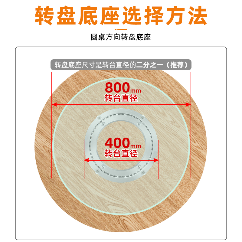 餐桌转盘底座轴承玻璃圆桌子实木大理石消音转芯家用旋转轨道滑轮