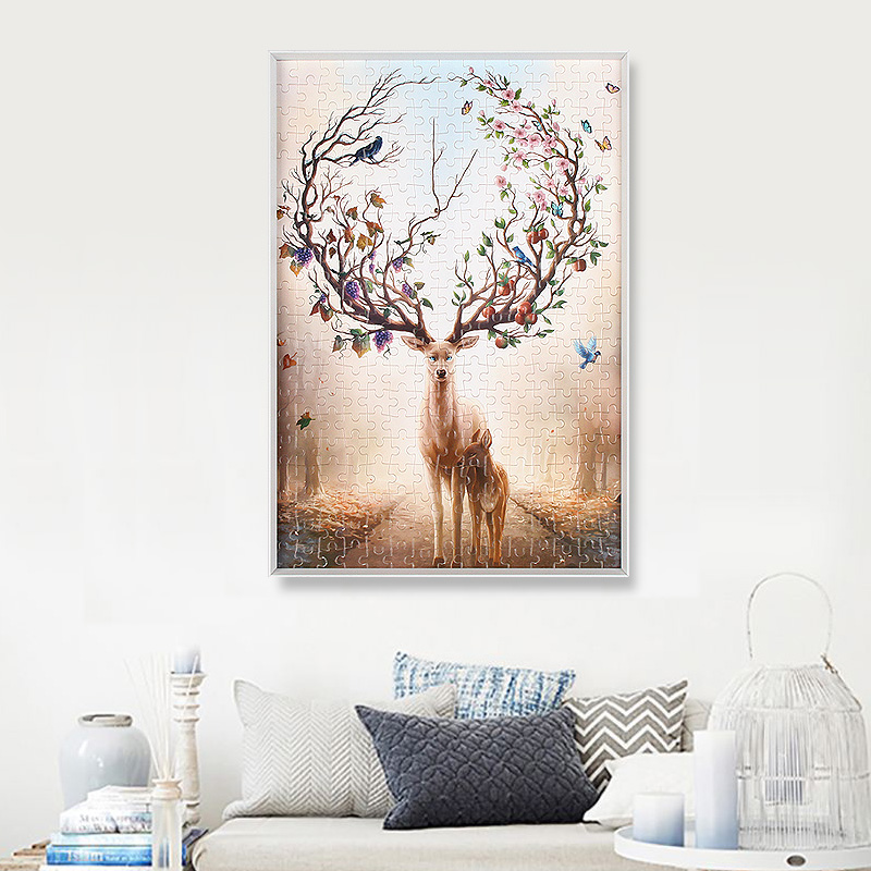 铝合金窄边拼图框架1000片相框500片画框装裱定制5075木纹相框