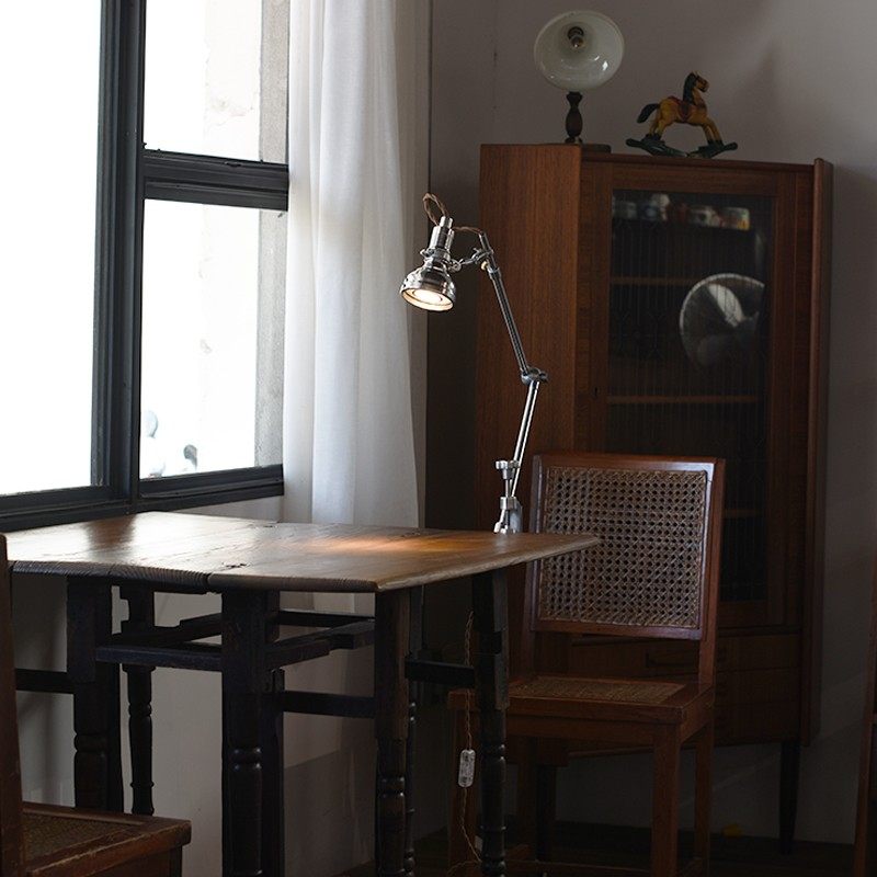 中古仓工业风夹子台灯床头书桌阅读复古折叠桌面工作创意中古