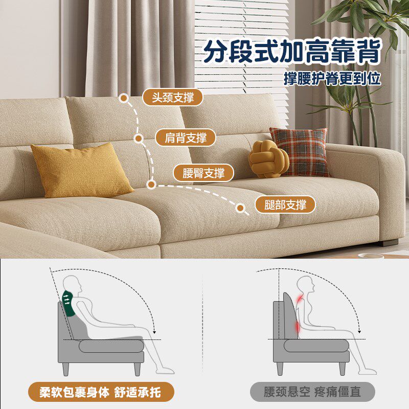 帕沙曼棉麻布艺沙发贵妃大小户型现代客厅转角沙发靠背