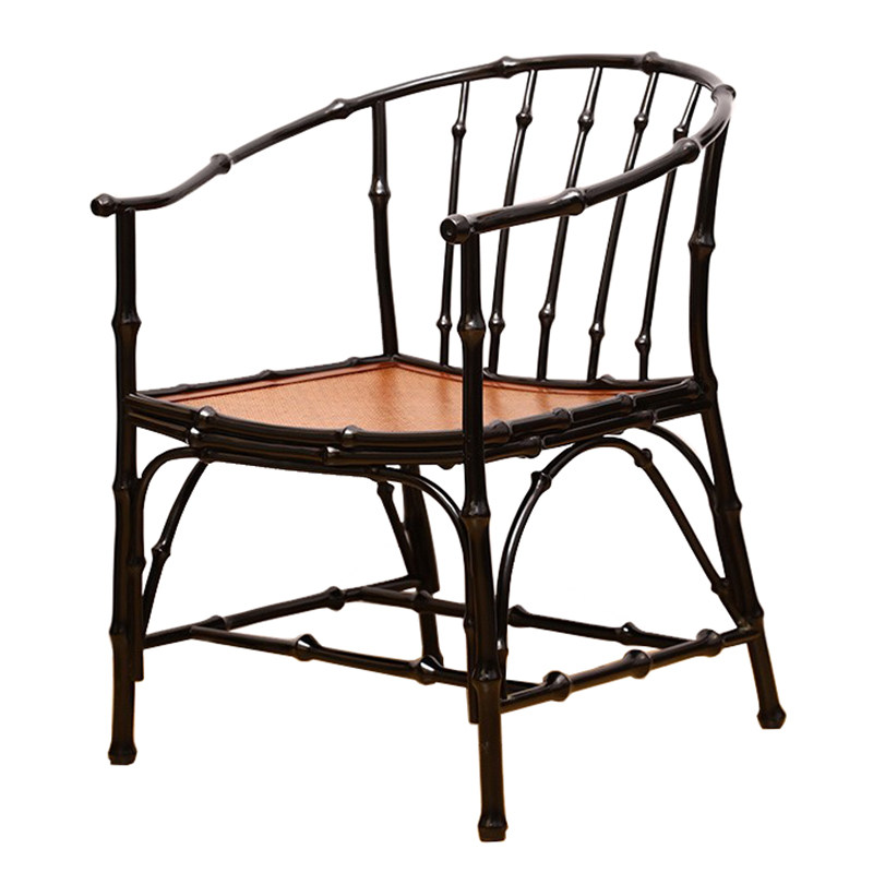 明式筇竹圈椅扶手围椅休闲竹椅靠背茶椅椅客椅手工竹制茶空间