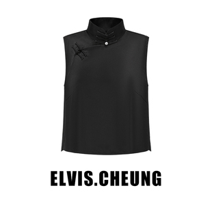 ELVIS.CHEUNG开运春夏新品 上衣 中式 真丝盘扣高旗袍领小衫