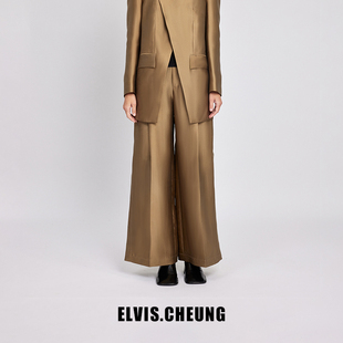 肌理香云纱侧开衩直筒裤 ELVIS.CHEUNG开运春夏新品 原创复古中式