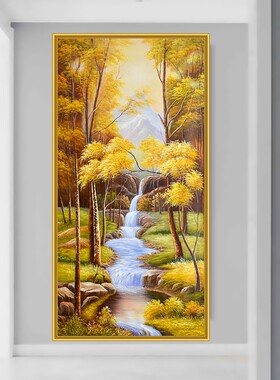 风景油画玄画自粘过道入户背景墙竖饰画壁画墙画墙